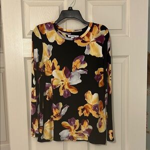 Chico's Black and Yellow Floral Tee